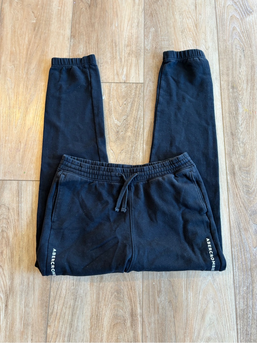 abercrombie kids Black Fleece Joggers with Logo